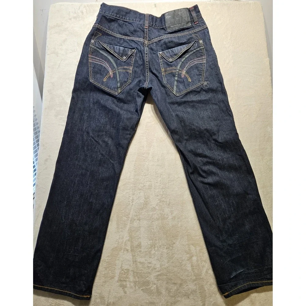Rocawear Jeans Mens 36 Regular Fit Dark Wash Y2K Hip Hop Denim Pants Flap Pocket